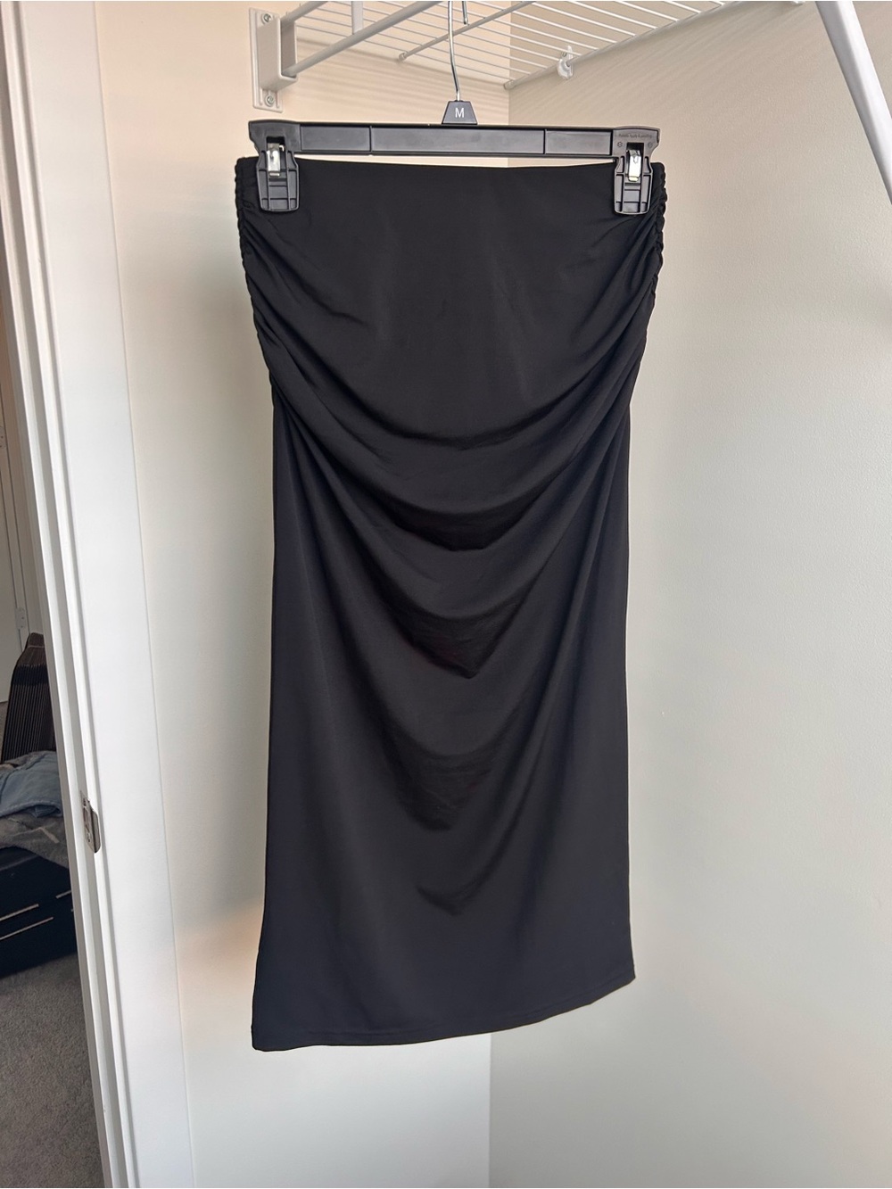 H&M Black Ruched Midi Skirt
